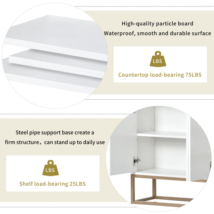 TREXM Modern Sideboard Elegant Buffet Cabinet with Large Storage Space for Dining Room, Entryway (White)