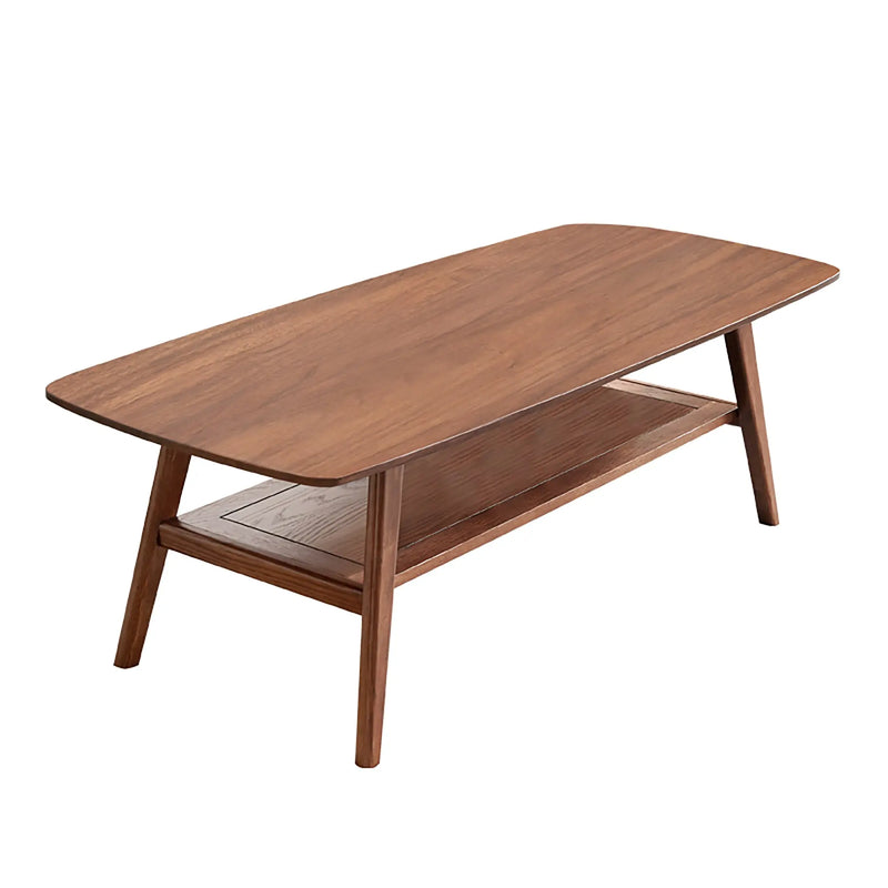 Center table Low Table 100% solid Oak Wood Top plate Desk Coffee table Width 100 x Depth 50 x Height 44 cm Study desk Work from home Easy to assemble Walnut Color Wood With Storage Shelf Glass House Furnishings