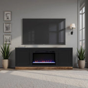 Nora 66' Farmhouse Fireplace TV Stand – 26' Electric Fireplace Glass House Furnishings