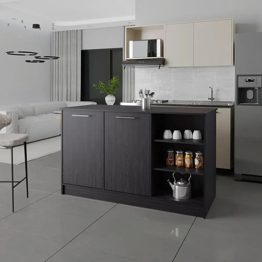 Kitchen Island Leoti Black Furniture | Glass House Furnishings