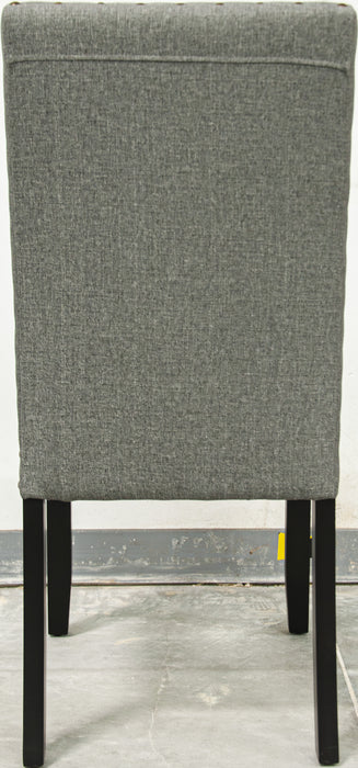 Grey Fabric Modern Set of 2 Dining Chairs Plush Cushion Side Chairs Nailheads Trim Wooden Chair Kitchen Dining Room