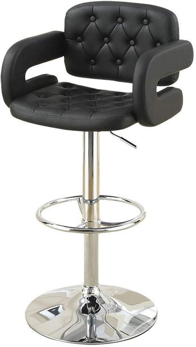 Classic Armrest Tufted Faux Leather Upholstered Barstool/Chair, Adjustable Height Swivel Kitchen Stool