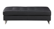 Global United Oversized Black Genuine Leather Ottoman Glass House Furnishings