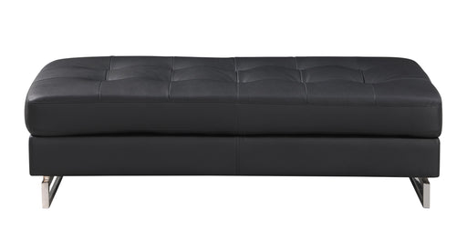 Global United Oversized Black Genuine Leather Ottoman Glass House Furnishings