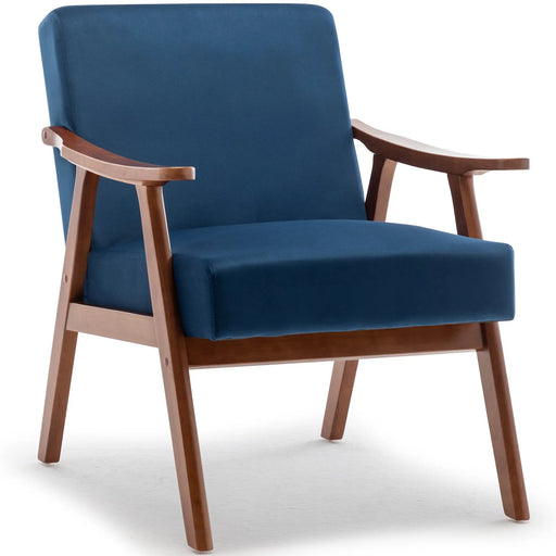 Mid-Century Modern Wingback Accent Chair with Solid Wood Frame and Extra-Thick Backrest – Lounge Chair for Living Room, Bedroom, or Reading Room Glass House Furnishings