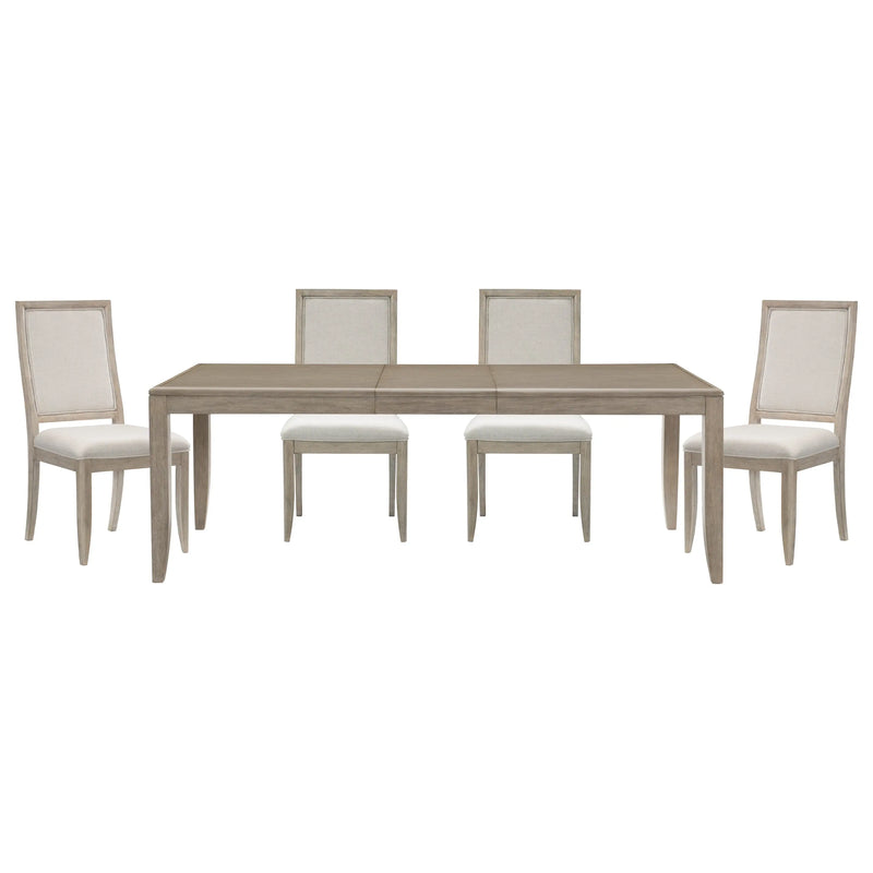 Modern Contemporary Dining Set 5pc Extendable Table with 4 Side Chairs Gray Finish Wooden Furniture Glass House Furnishings