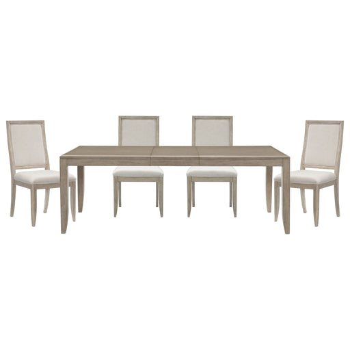 Modern Contemporary Dining Set 5pc Extendable Table with 4 Side Chairs Gray Finish Wooden Furniture Glass House Furnishings