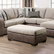 Ellis Two-Tone Brown Upholstered Ottoman with Tapered Legs Glass House Furnishings