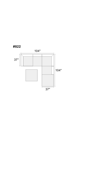 Living Room Furniture Grey Chenille Modular Sectional 6pc Set Corner L-Sectional Modern Couch 2x Corner Wedge 2x Armless Chairs and 2x Ottomans Plywood