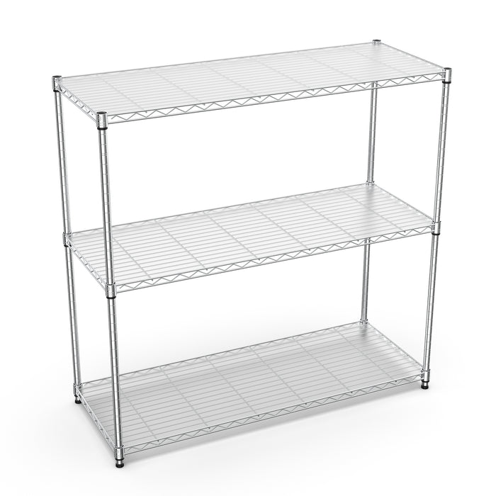 3 Tier Wire Shelving Unit, 1050 LBS NSF Height Adjustable Metal Garage Storage Shelves, Heavy Duty Storage Wire Rack Metal Shelves - Chrome