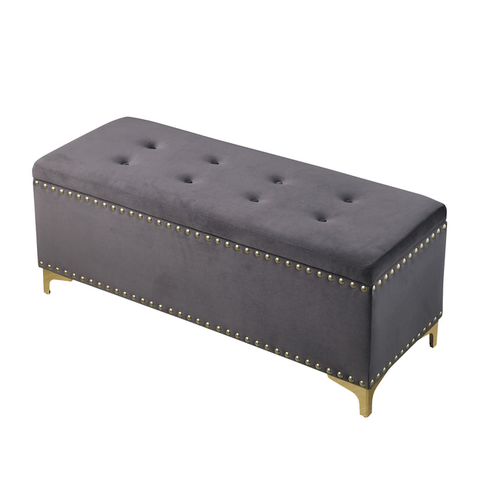 Large Storage Benches Set, Nailhead Trim 2 in 1 Combination Benches, Tufted Velvet Benches with Gold Leg for Living Room, Entryway, Hallway, Bedroom Support 250lbs