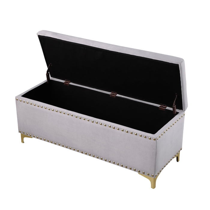 Large Storage Benches Set, Nailhead Trim 2 in 1 Combination Benches, Tufted Velvet Benches with Gold Leg for Living Room, Entryway, Hallway, Bedroom Support 250lbs