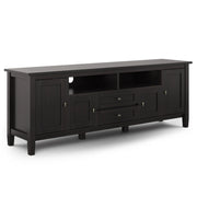 Warm Shaker 72 inch Wide Solid Wood TV Stand in Hickory Brown for TVs up to 80 inches Glass House Furnishings