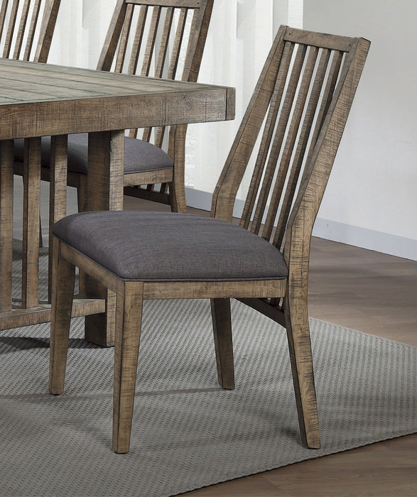 2-Piece Wooden Side Chairs with Padded Fabric-Covered Seats, Natural Weathering Look - Dining Room Furniture