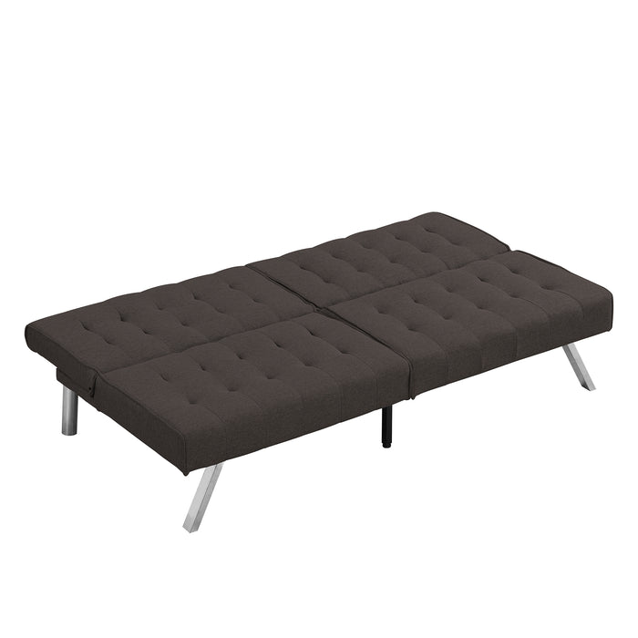 Multifunctional Wood Frame Sofa Bed with Stainless Legs - Espresso Futon Sofa Bed