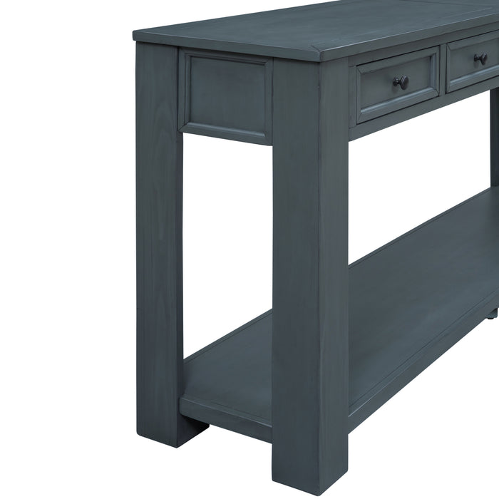 TREXM Console Table/Sofa Table with Storage Drawers and Bottom Shelf for Entryway Hallway (Navy)