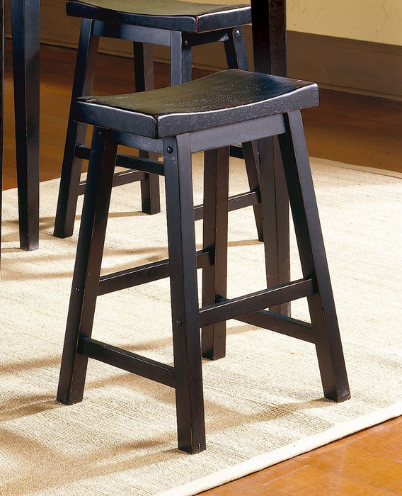 Set of 2 Black Finish 18-Inch Height Saddle Seat Solid Wood Stools