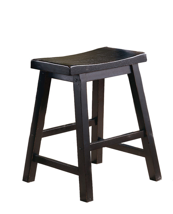 Set of 2 Black Finish 18-Inch Height Saddle Seat Solid Wood Stools