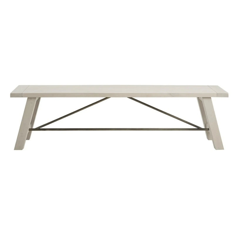 Sonoma Dining Bench Rustic Style Solid Wood White Wash Finish 66x17x18 inches Glass House Furnishings