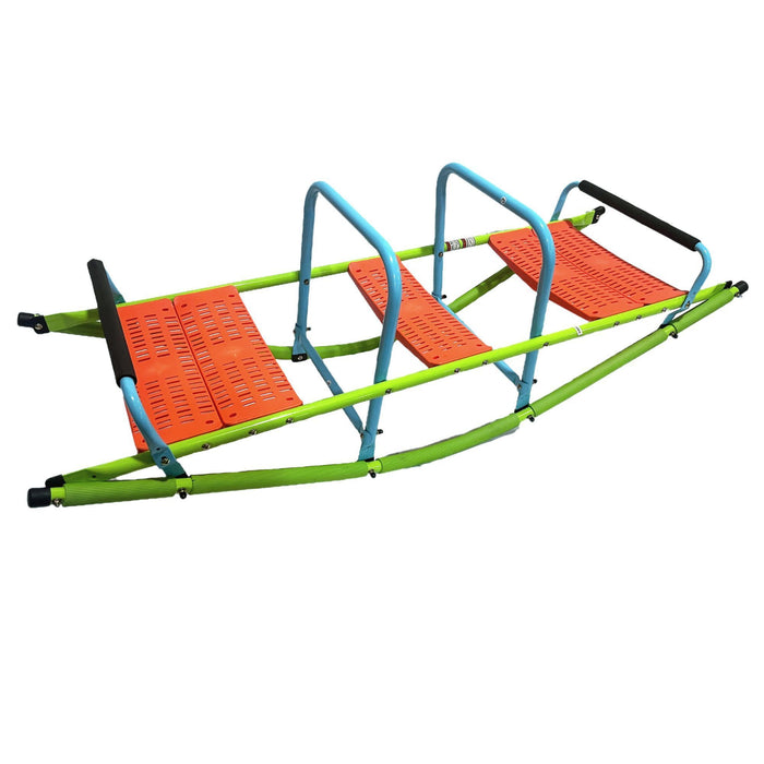 XSS008 high quality kids seesaw plastic seat playground equipment cute baby plastic rocker outdoor children blue and green  steel tube for kids age 3+