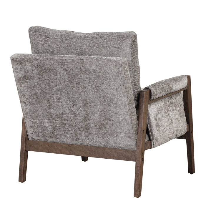 Mid-Century Modern Velvet Accent Chair,Leisure Chair with Solid Wood and Thick Seat Cushion for Living Room,Bedroom,Studio,Grey