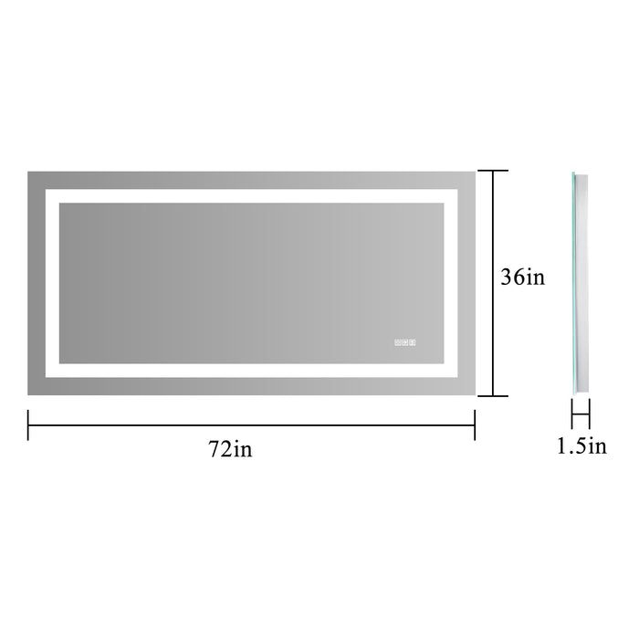 LED Bathroom Mirror 72x36  Inch with lights, anti-Fog & Dimming Led Bathroom Vanity Mirror