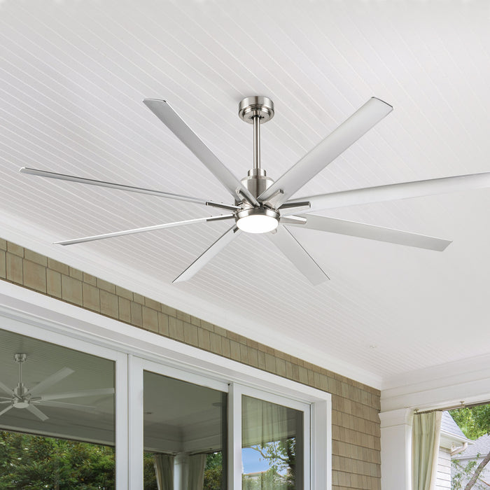 Smart 72" Integrated LED Ceiling Fan with Silver Blades in Brushed Nickel Finish