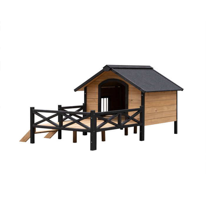 Outdoor Large Wooden Cabin House Style Wooden Dog Kennel with Porch