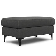 Ava Pebble Gray Performance Fabric Ottoman with Metal Legs Glass House Furnishings
