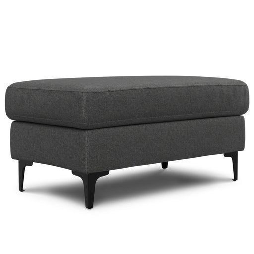 Ava Pebble Gray Performance Fabric Ottoman with Metal Legs Glass House Furnishings