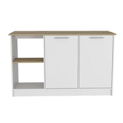 Kitchen Island Padua, Kitchen, White / Light Oak Glass House Furnishings