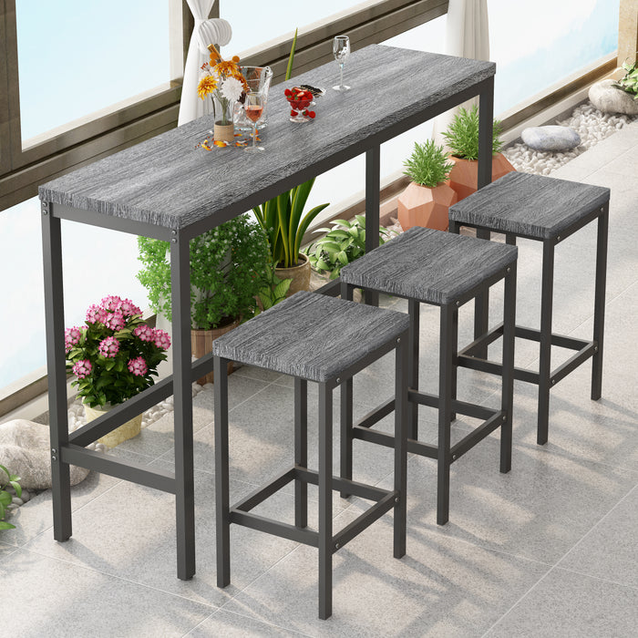 Modern Design Kitchen Dining Table, Pub Table, Long Dining Table Set with 3 Stools, Easy Assembly, Gray (Same SKU:W75753845)