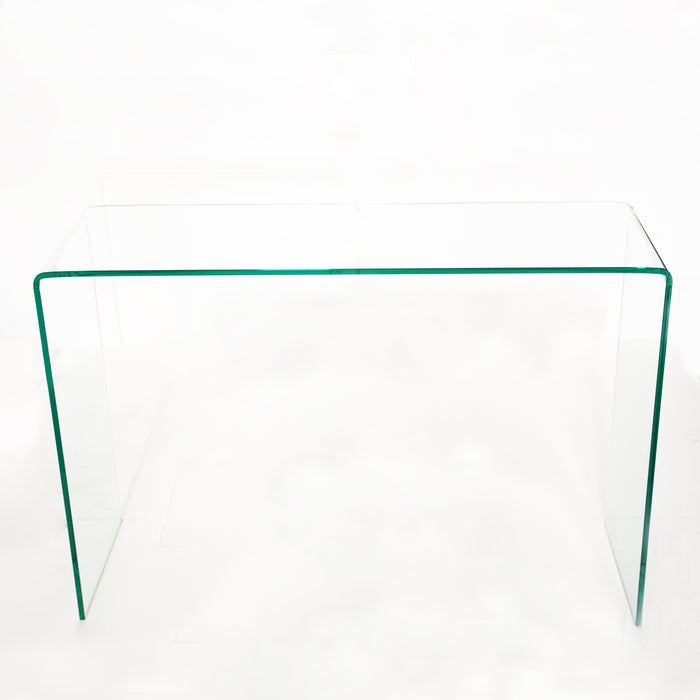 Glass Console Table, Transparent Tempered  Glass Console Table with Rounded Edges Desks, Sofa Table