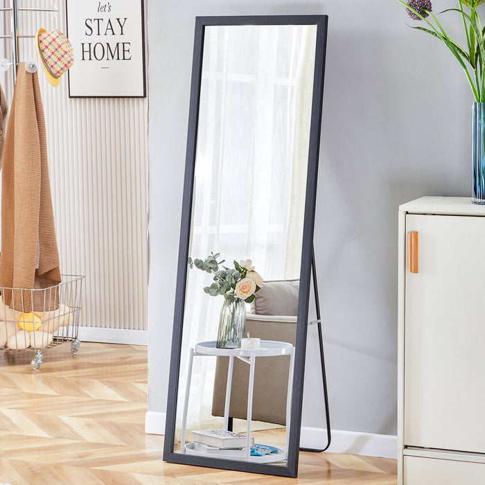 Third generation, black thick wooden frame full body mirror, large floor standing mirror, dressing mirror, decorative mirror, suitable for bedrooms, living rooms, clothing stores57.9"*18.1"