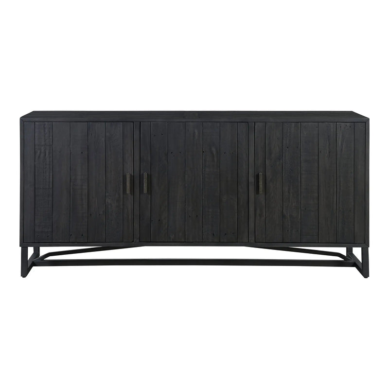 Sideboard, New Pine Frame, Reclaimed Pine Face Boards, Black Finish Glass House Furnishings