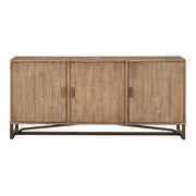 Sideboard, Solid Reclaimed Pine, Stainless Steel Base, Natural Finish Glass House Furnishings