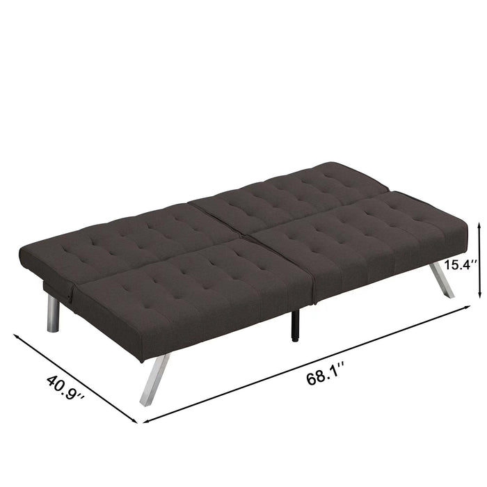 Multifunctional Wood Frame Sofa Bed with Stainless Legs - Espresso Futon Sofa Bed