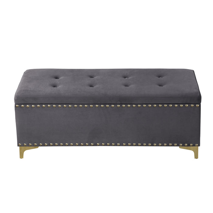 Large Storage Benches Set, Nailhead Trim 2 in 1 Combination Benches, Tufted Velvet Benches with Gold Leg for Living Room, Entryway, Hallway, Bedroom Support 250lbs