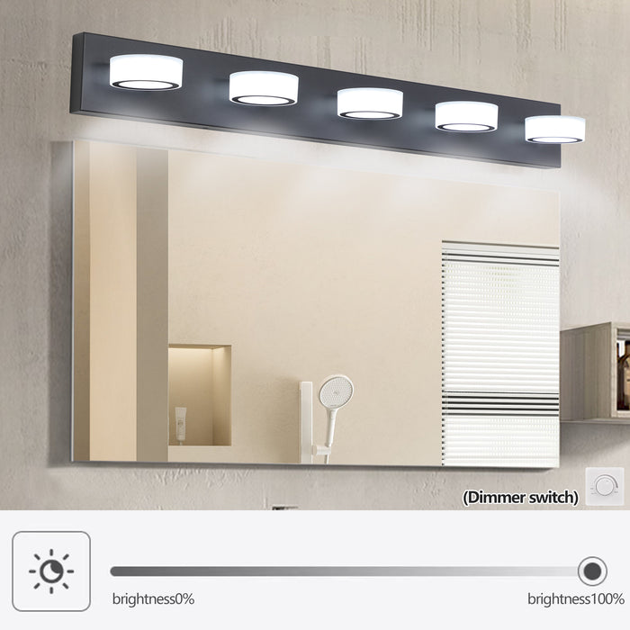 LED Modern Black 5-Light Vanity Lights Fixtures Over Mirror Bath Wall Lighting