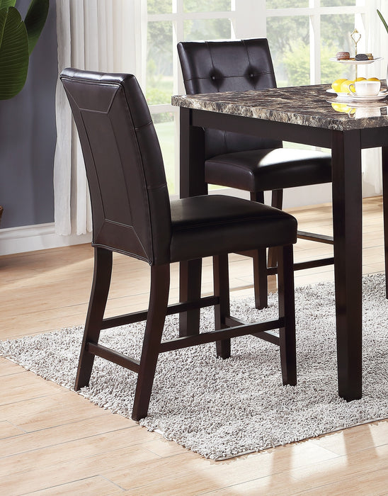 Set of 2 Brown Finish Counter Height Chairs, Dining Seating with Tufted Back & Cushion - Ideal for Kitchen or Dining Room