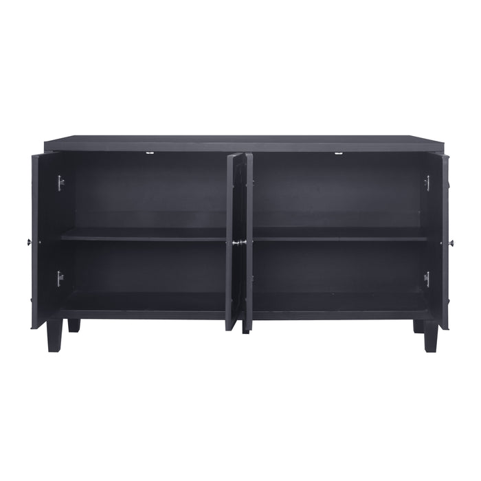 Accent Cabinet 4 Door Wooden Cabinet Sideboard Buffet Server Cabinet Storage Cabinet, for Living Room, Entryway, Hallway, Office, Kitchen and Dining Room, Matte Black