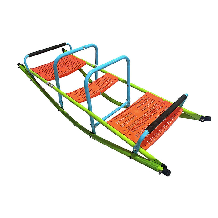 XSS008 high quality kids seesaw plastic seat playground equipment cute baby plastic rocker outdoor children blue and green  steel tube for kids age 3+