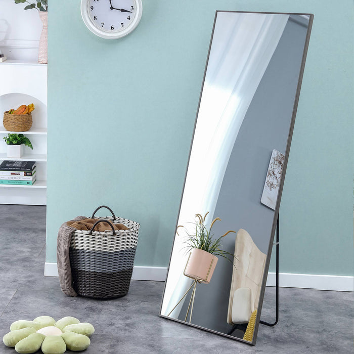 3rd generation  Grey Solid Wood Frame Full-length Mirror, Dressing Mirror, Bedroom Home Porch, Decorative Mirror, Clothing Store, Floor Mounted Large Mirror, Wall Mounted.65"*23"