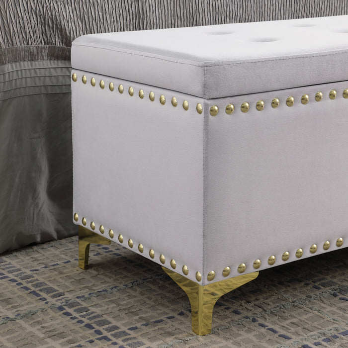 Large Storage Benches Set, Nailhead Trim 2 in 1 Combination Benches, Tufted Velvet Benches with Gold Leg for Living Room, Entryway, Hallway, Bedroom Support 250lbs