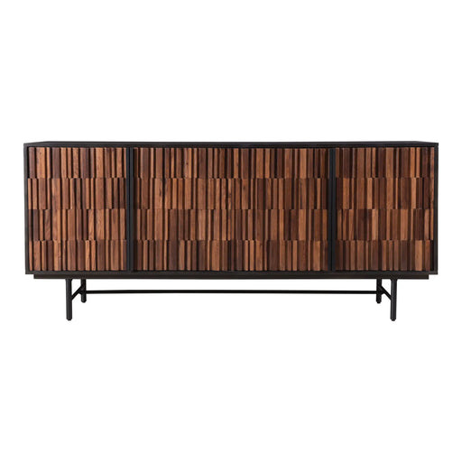Sideboard, Contemporary Design, Solid Sheesham & Mango Wood, Iron Base Glass House Furnishings