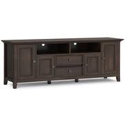 Amherst 72 inch Wide Solid Wood TV Stand in Brunette Brown For TVs up to 80 inches Glass House Furnishings
