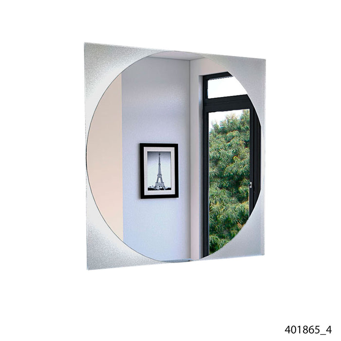 Salerno Mirror, Square Shape, Sandblasting Borders -Mirrored Glass