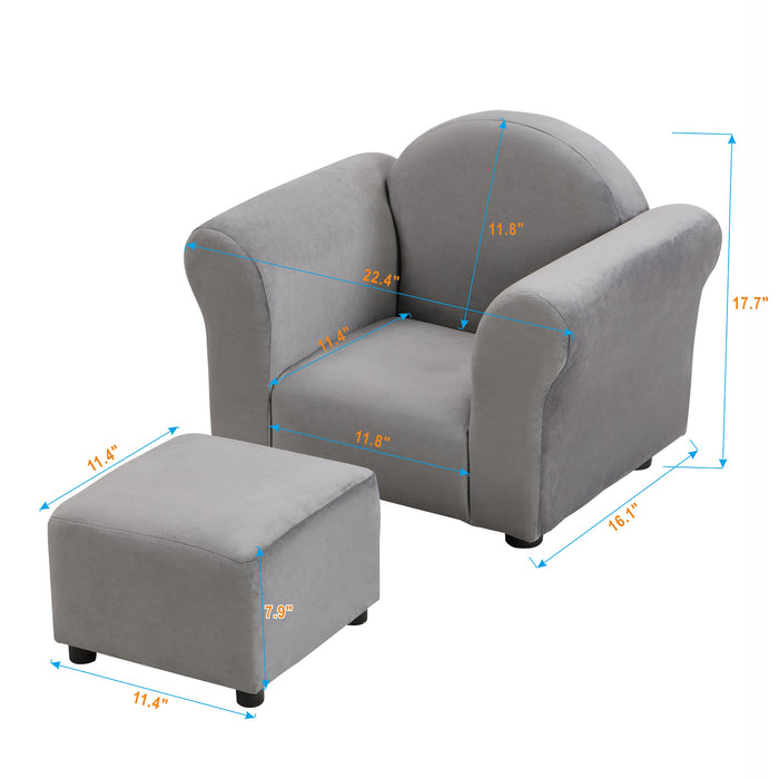 Kids Recliner Chair, Kids Upholstered Couch with ottoman