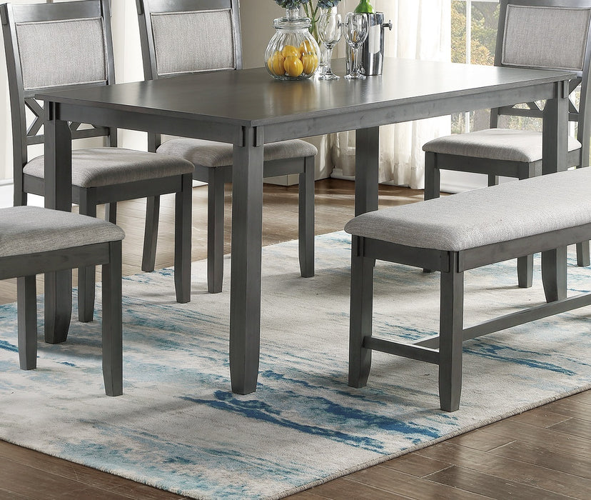 Gray Color Dining Room Furniture Unique Modern 6pc Set Dining Table 4x Side Chairs and A Bench Solid wood Rubberwood and veneers