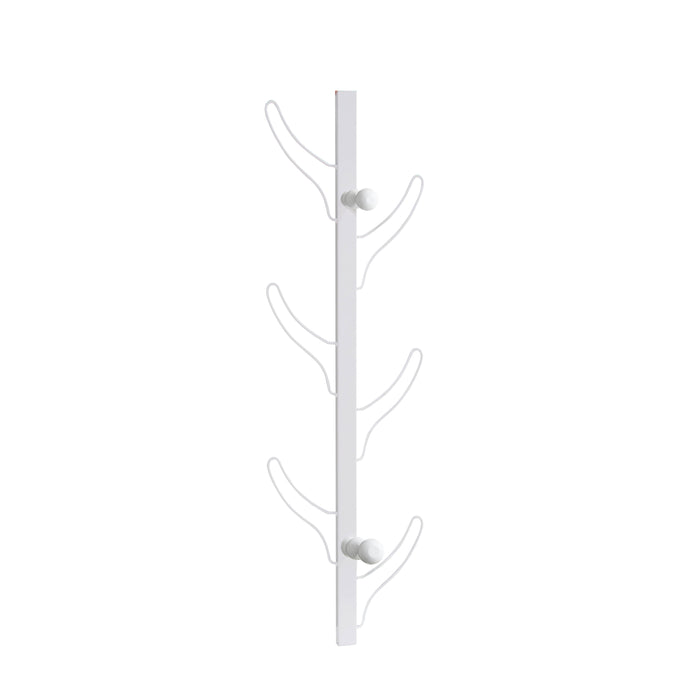 Vertical Eight Hook Coat Rack Wall Mount - White